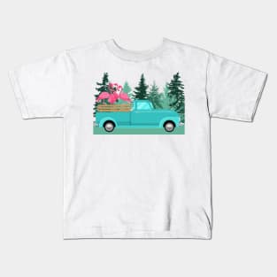 Flamingos Christmas Caroling Party Kids T-Shirt